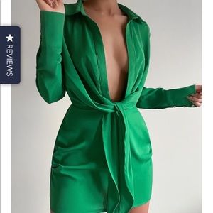 Runaway the label Ruby Matte long sleeve Wrap Dress in Emerald. Size L